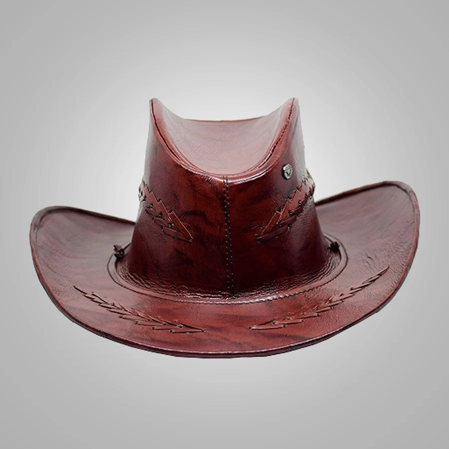 New Western Cowboy Leather Hat Shine Brown For Men