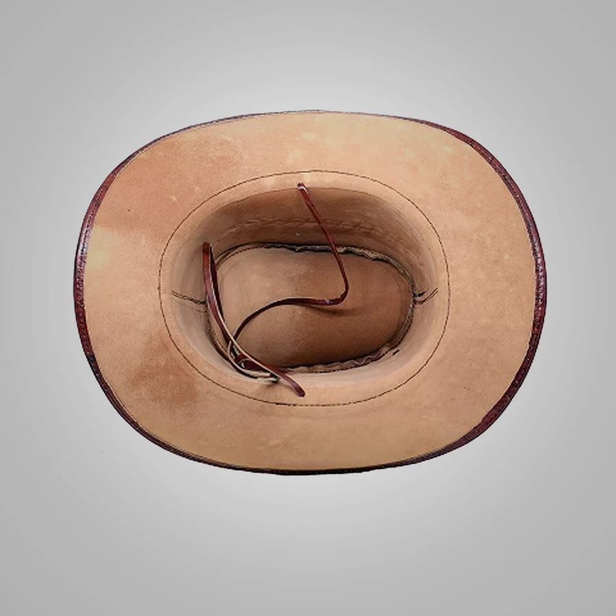 New Western Cowboy Leather Hat Shine Brown For Men - Image 4
