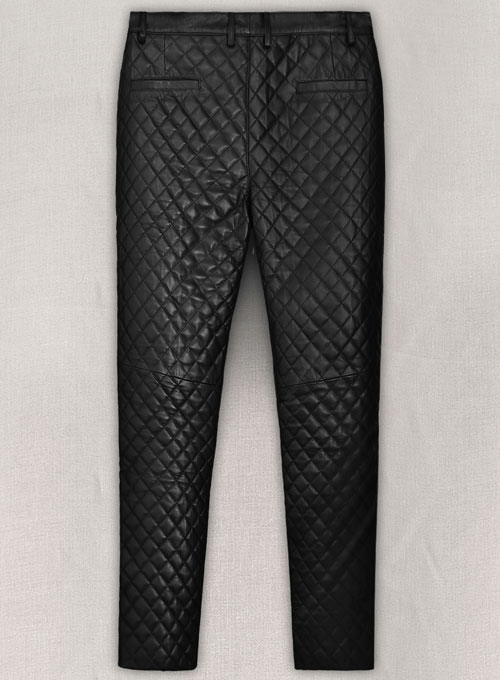 Men’s Real Lambskin Quilted Leather Pant - Image 2