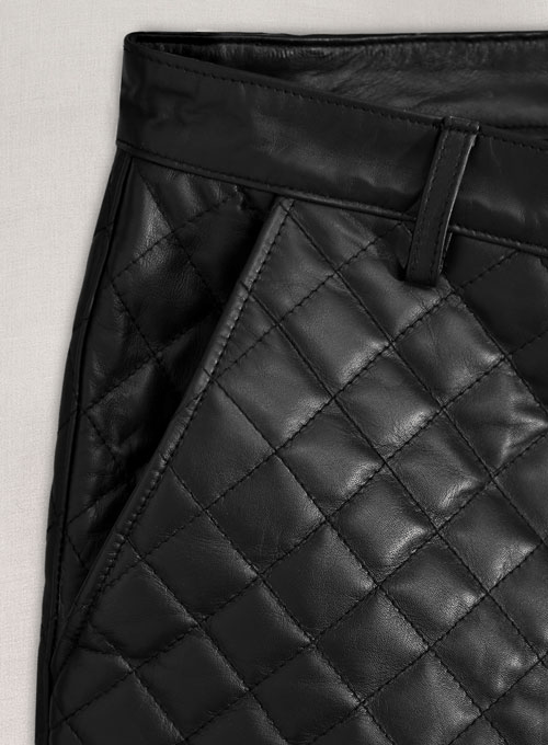 Men’s Real Lambskin Quilted Leather Pant - Image 3