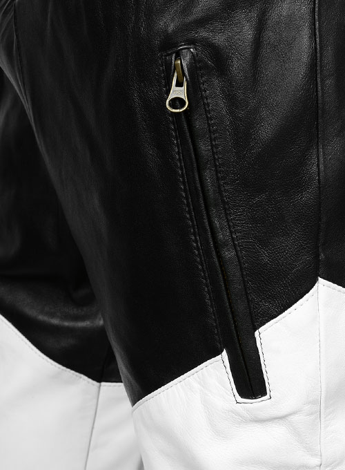Men’s Black & White Leather Pant - Image 3