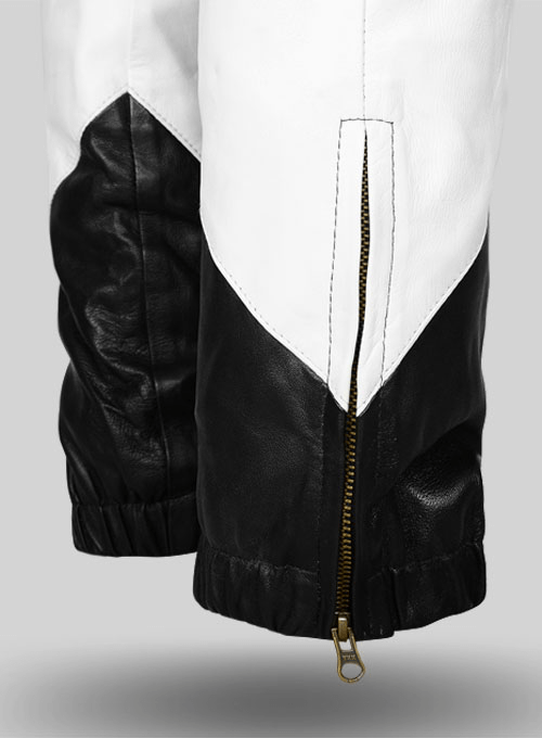 Men’s Black & White Leather Pant - Image 4